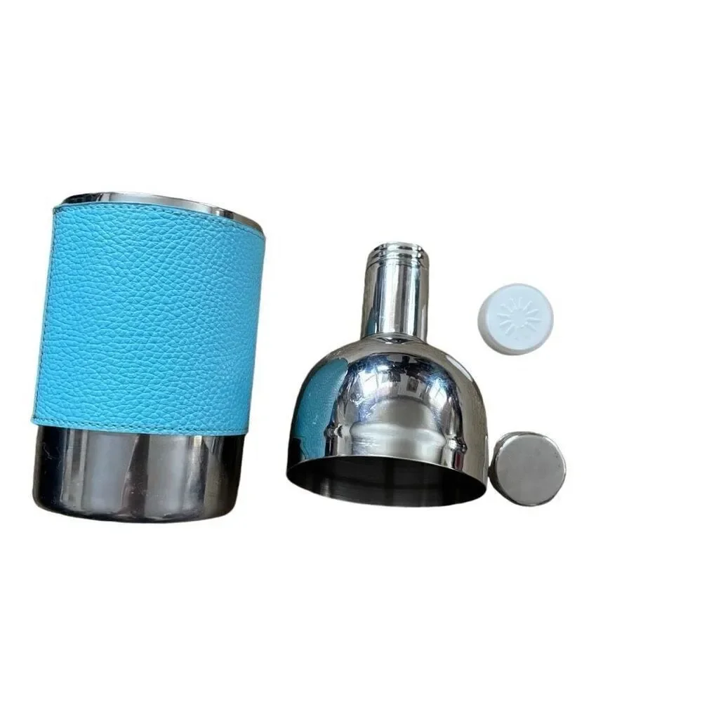 Pier 1 Imports Stainless Steel Martini Shaker Faux Blue Leather Band *Nice*
